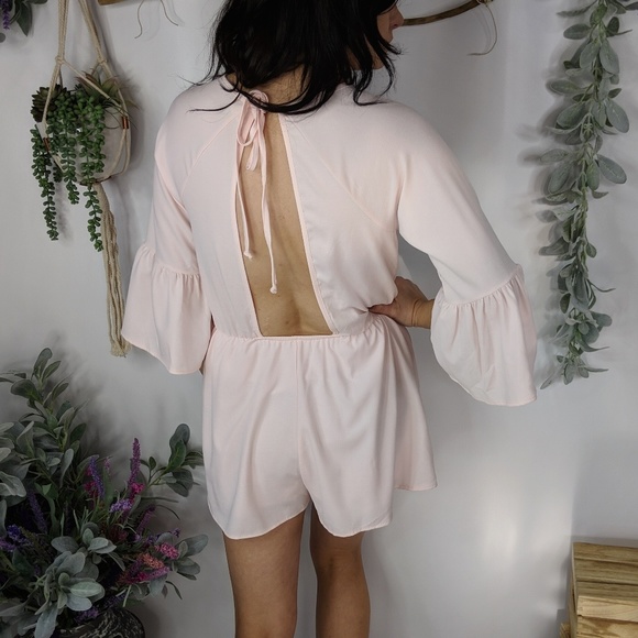 ♻️COTTON CANDY lace front backless romper pink 280 - Picture 5 of 6